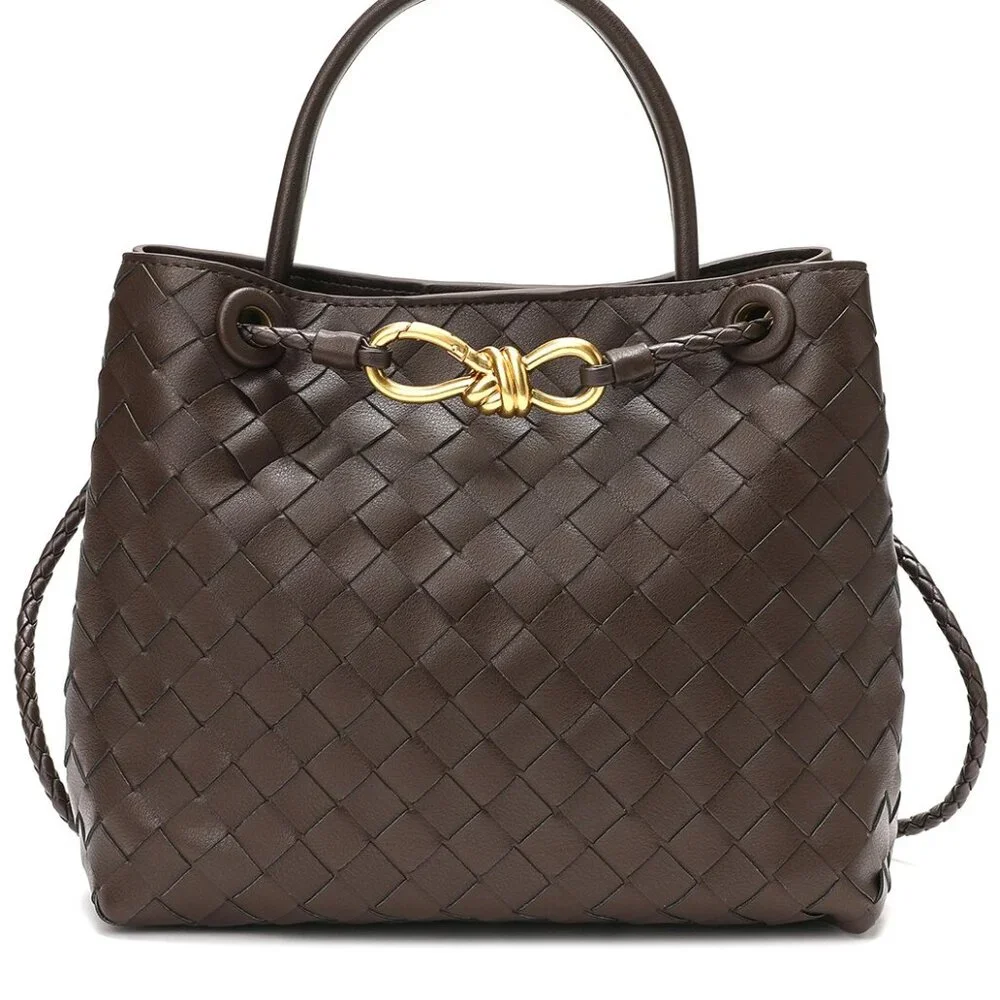 Woven Sheepskin Leather Bow Shoulder / Crossbody Bag - Picture 4 of 6